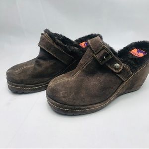 Rocket Dog Womens Clogs Suede Fur Lined Shoes 8.5